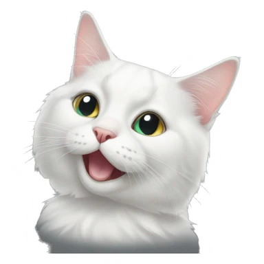 cross eyed white cat sticker