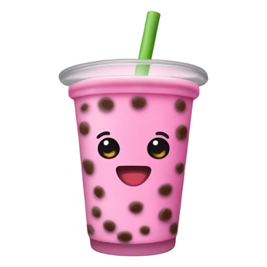 Pink boba tea sticker