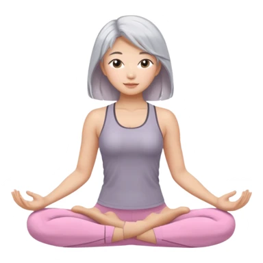 Asian with balayage silver hair, yoga girl light pink clothes sticker