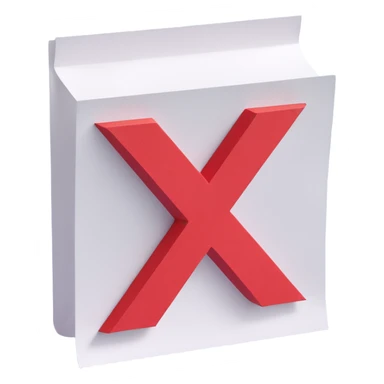 Paper with a red x on top side sticker