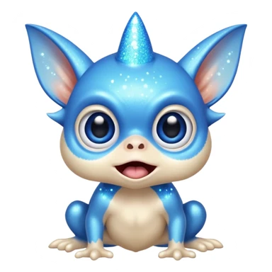 blue gremlin with sparkles, surprised face sticker