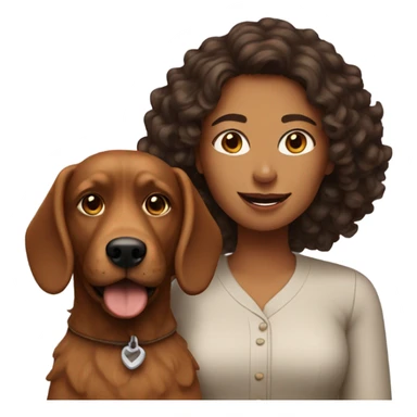 woman with a brown doodle dog sticker