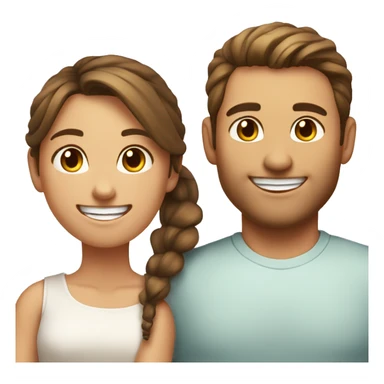 Woman and man smiling, woman has straight Brown hair in a ponytail, slightly sunkissed skin, man has bright Brown hair in a ponytail, slightly sunkissed skin sticker