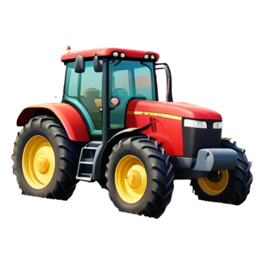 An icon showing close-up tractor in a colorful rural landscape, inspired by Farming Simulator 23. The design features vibrant fields, barns, and crops under a bright sky, with tractors working the land. The peaceful and immersive farming environment is highlighted with a transparent background sticker