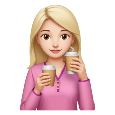 a pretty bratz fair girl wearing a pink kurti, drinking takeaway coffee sticker