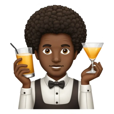 Afro Bartender with stupid face sticker