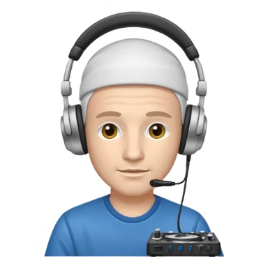 White dj mixing, headphone on head  sticker