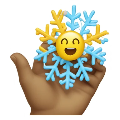 Yellow google emoji holding a snowflake sticker