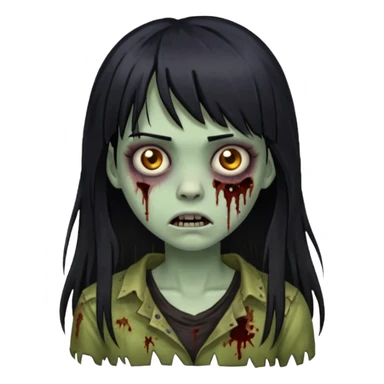 girl zombie with black long hair and bangs sticker
