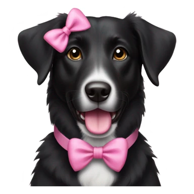 Black collie lab mix dog with a pink bow  sticker