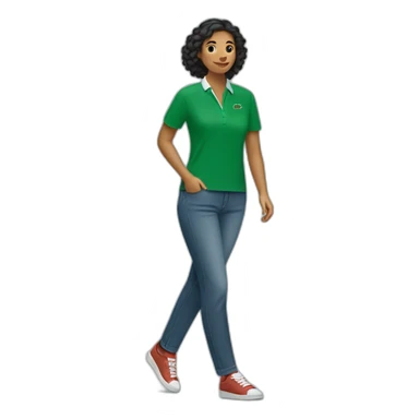 Latin woman using Lacoste  sticker