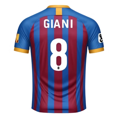 buat costum seperti diatas buat mirip hanya pakaian saja tidak pakai orang dan dari belakang barcelona nama punggung giani dan nomor punggung 8 menghadap belakang custom belakangnya baju belakangnya sticker