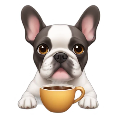french bulldog drinking coffee sticker