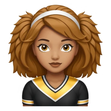 Cheerleader with golden brown skin tone skin, brown eyes, and outfit black and gold sticker