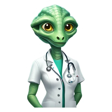 Reptilian alien woman, is a doctor sticker