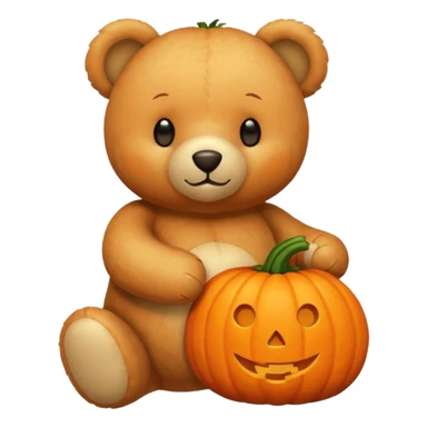 Soft teddy bear holding a pumpkin  sticker