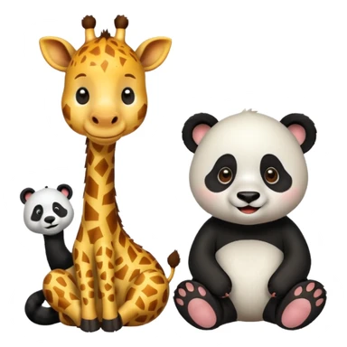 giraffe and panda sitting in a village sticker