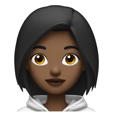 Girl middle length black hush cut hair and wear black hoodie and white skin and black eyes with eyeline sticker