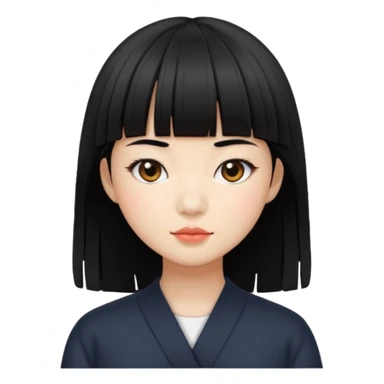 asian girl blunt fringe sticker