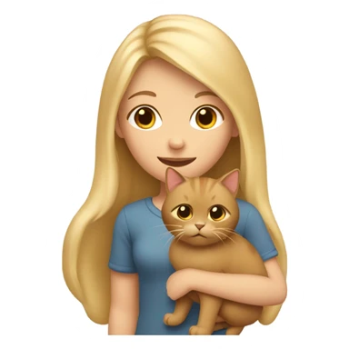 Beige blond long hair girl with brown cat  sticker