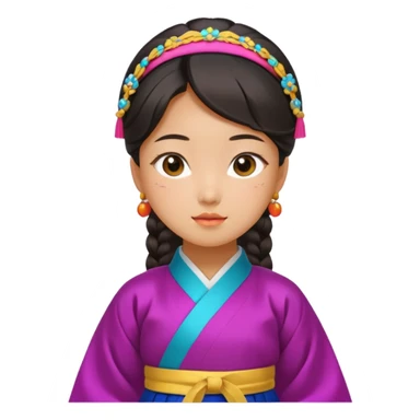 Asian girl wearing traditional Korean clothes sticker