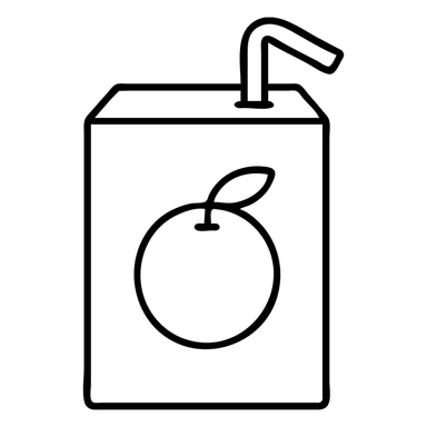 Yellow juice carton with a straw, fruit juice packaging sticker