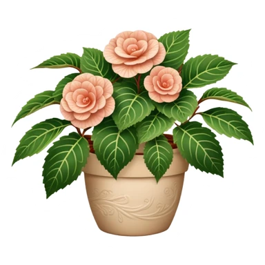 Begonia Rex in a beige pot with spiral pattern leaves sticker