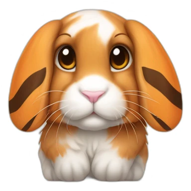 orange holland lop rabbit with floppy ears and tiger stripes sticker