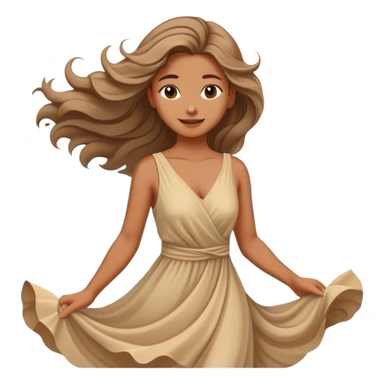 Girl in a flowing dress by the ocean, wind in her hair, a confident smile with beautiful finish. sticker