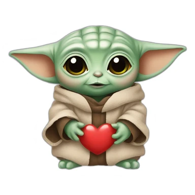 Baby yoda with Little heart sticker