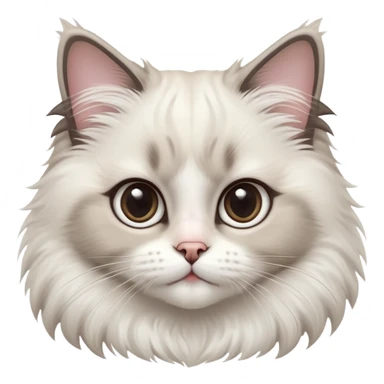 cinematic-adorable-big-eyed-fluffy-ragdoll-cat-portrait-emoji,-head-tilted-playfully-with-a-sweet-expression,-fluffy-white and grey-fur,-simplified-yet-irresistibly-cute-features-with-large,-expression,  sticker