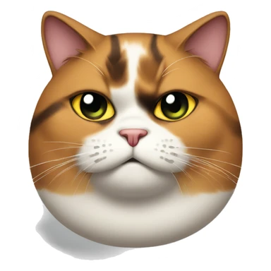 Fat Calico cat with angry eyebrows  sticker