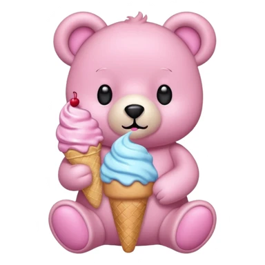 Pink teddy bear with ice cream sticker