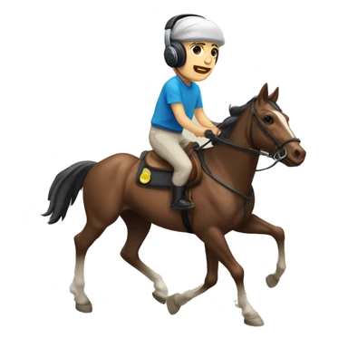 persona en carrera de caballo con audifonos de persona sordas sticker