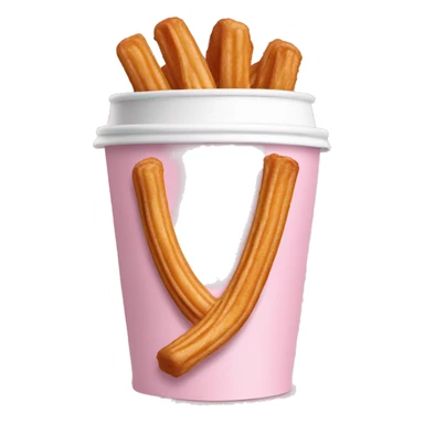 Baby Pink paper Cup with straight churros inside  sticker