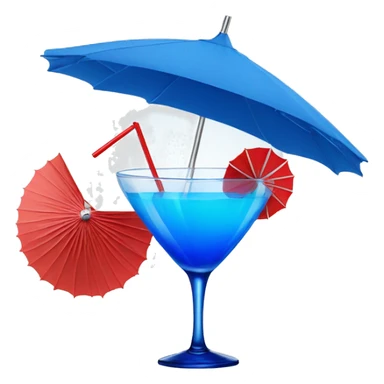 Blue Cocktail with a red parasol on top sticker