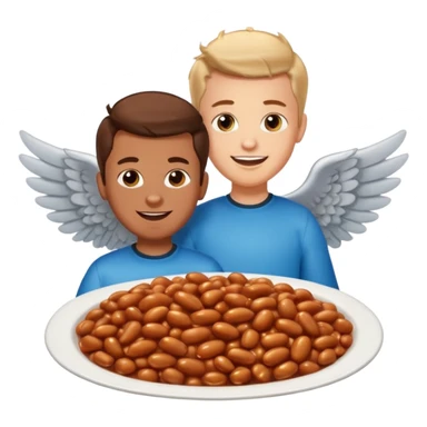 Create baked beans with wings on them with teenager boys people’s faces on them  sticker