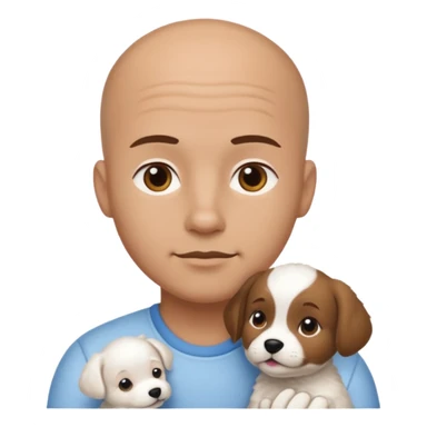 Bald guy, brunette and white puppy sticker