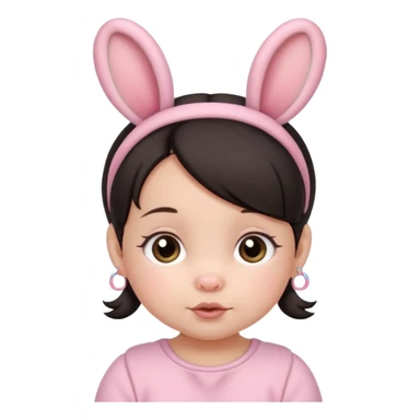bunny ear accessory wearing baby dark haired piggy bun sticker