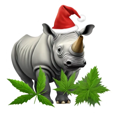 White rhino smoking hemp Christmas sticker