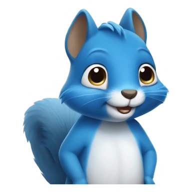 blue squirrel with smiley face sticker