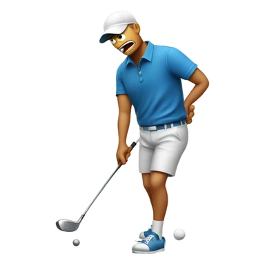 Angry golfer breaking a golf club sticker
