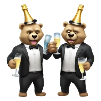 two muscle bears in a suit cheerings champagne sticker