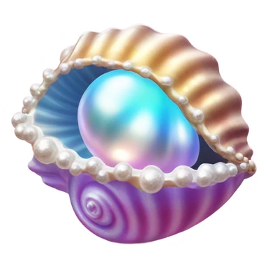 Lisa Frank sparkle open sea shell with pearl  sticker