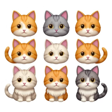 6 cats with different coloured coats sticker