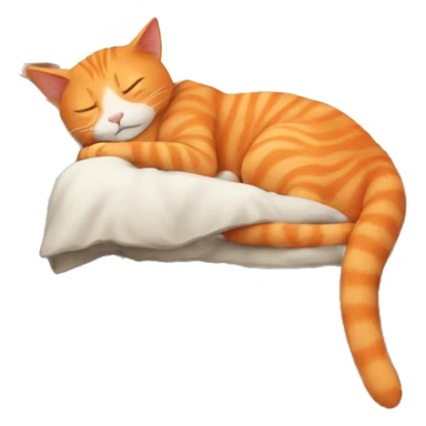 orange cat sleeping with boy sticker