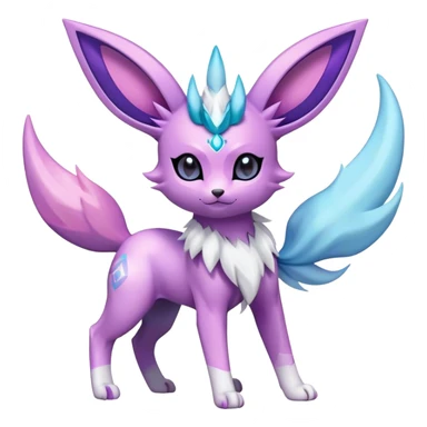 Futuristic Fluffy Celestial Glaceon-Espeon-Sylveon-Umbreon-hybrid, full bod sticker