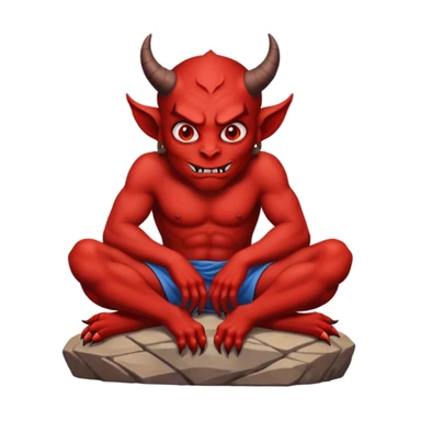 Devil sitting on a ledge looking over his shoulders  sticker