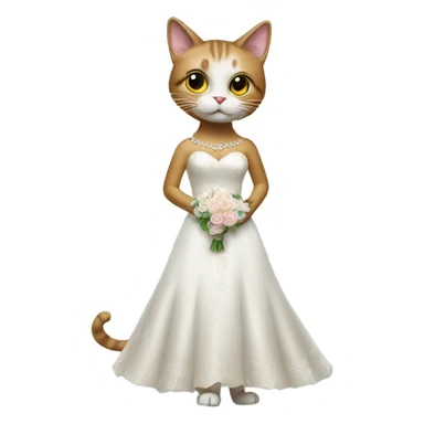cat standing on two legs in bridal dress sticker