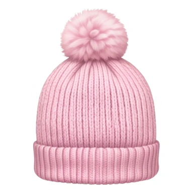 fluffy pastel pink winter beanie hat with pom pom, soft and cozy sticker